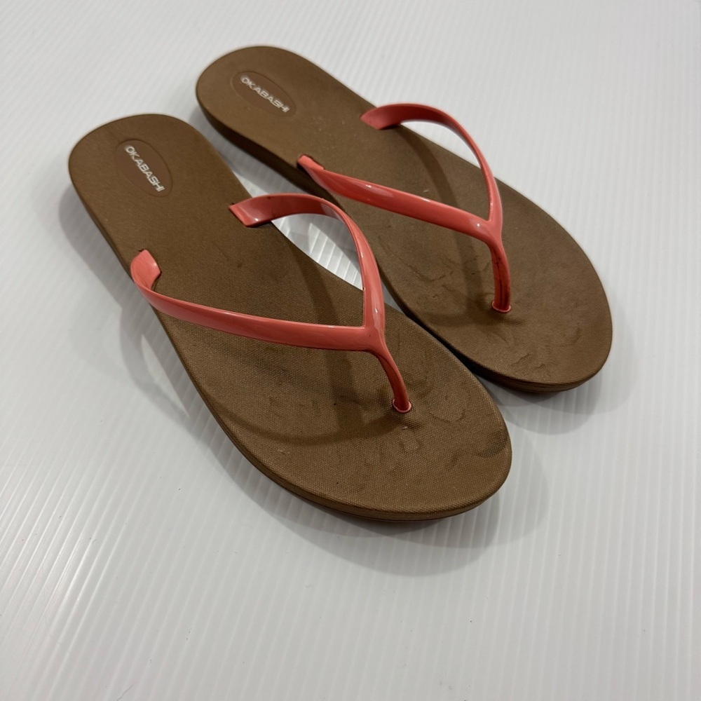 19. Okabashi Women's Sandals with Pink Straps and Brown Soles (9)‎